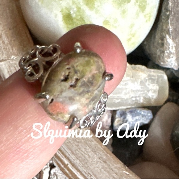 Unakite gem ring sterling silver - Picture 2 of 4